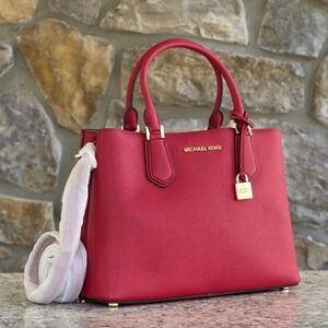 Michael Kors Adele Medium Red Satchel